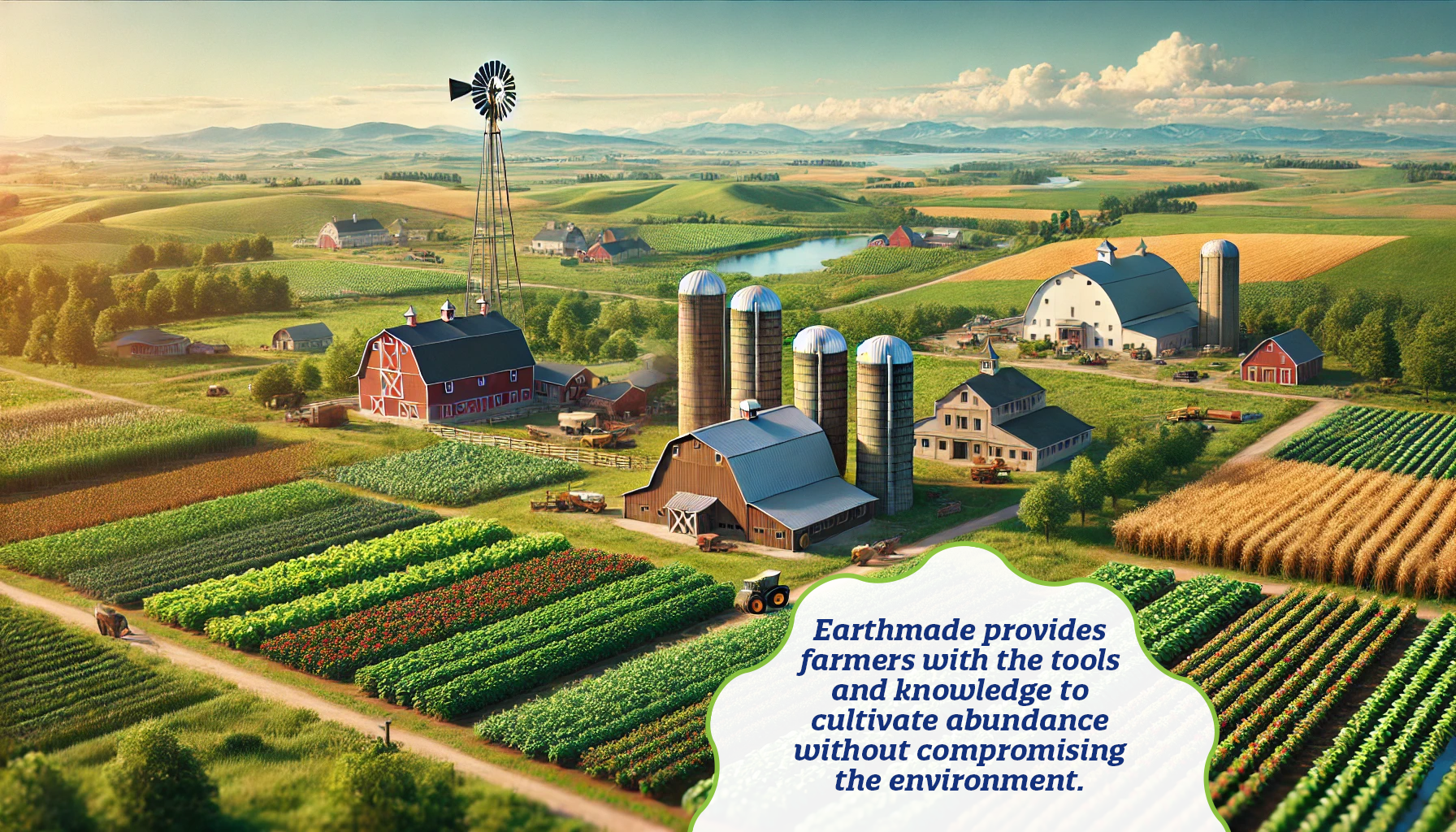 Aerial image of a farm in the US with full grown agriculture.